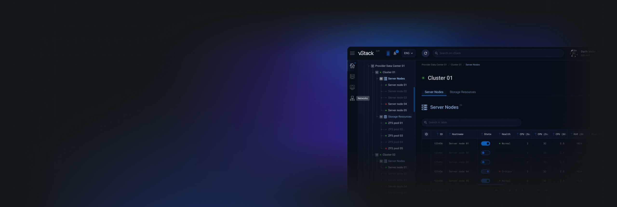vStack Enterprise Deck - manage virtualized enterprise resources in a single dashboard